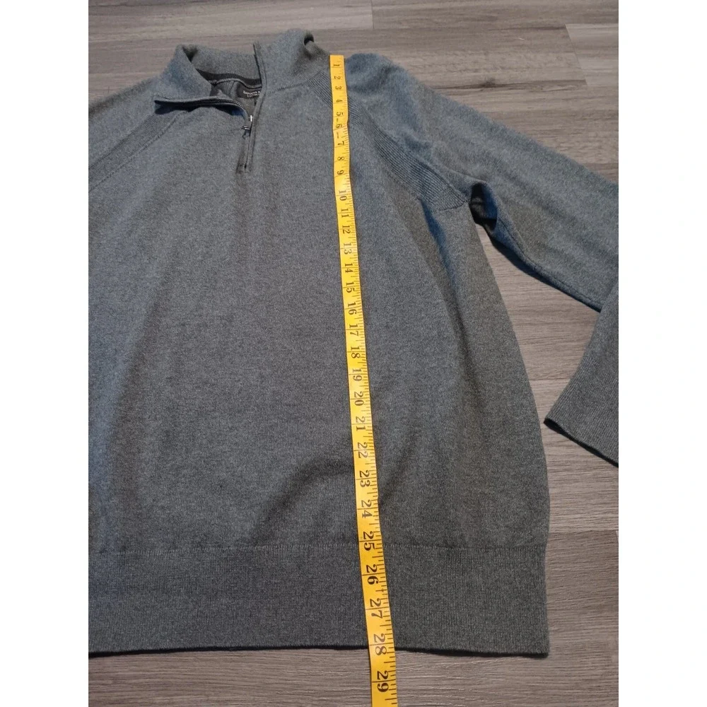 Banana Republic Men's‎ Gray Cotton Cashmere Knit Quarter Zip Sweater Size XL
